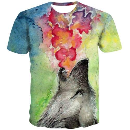 Fun Men's T-Shirt 3D Wolf Printed Short Sleeve T-Shirt Street Fashion Tops Hip Hop O Neck T-Shirt Summer Men's Casual Clothing