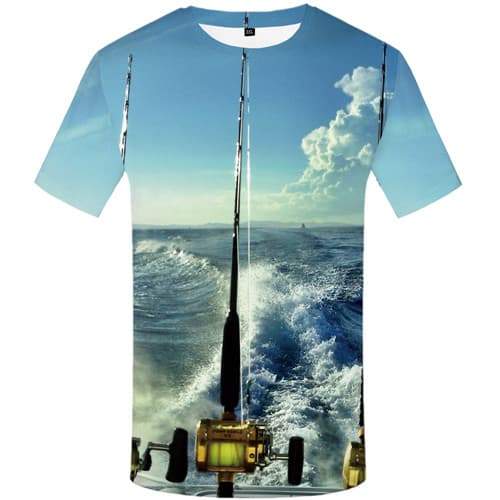 Fish T shirts Men Tracksuits T-shirts Graphic Wave Tshirt Printed