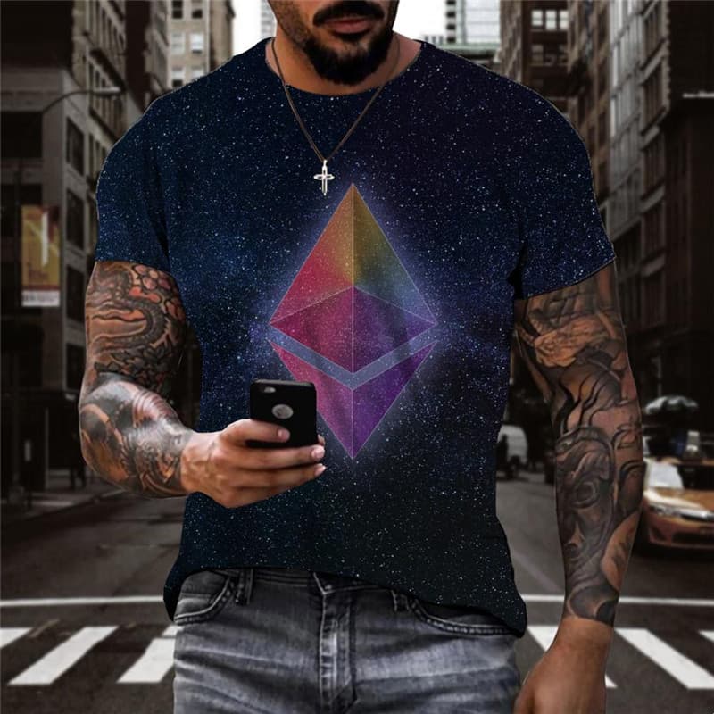 Ethereum T shirt Men Retro T-shirts 3d Art Tshirt Printed Galaxy Print | 3d T Shirts Online kykuclothing.com
