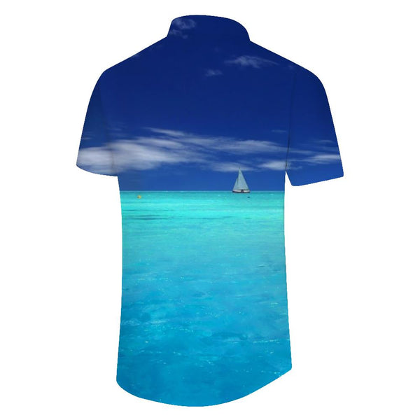 
Ocean Blue Men's Casual Shirt Short Sleeve Regular Fit Fashion Camping Beach Shirt Tops
                