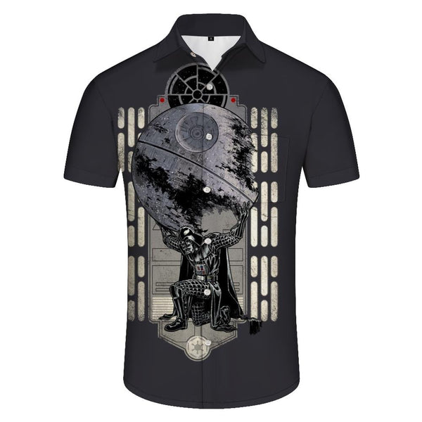 
Fashion men's casual loose short sleeve button-down retro trendy Hawaiian button-down pocket lapel top
                