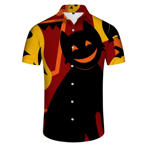 
New casual style men's Halloween pattern short sleeve button shirt casual vacation seaside summer seasons fashion shirt button-down shirt
                