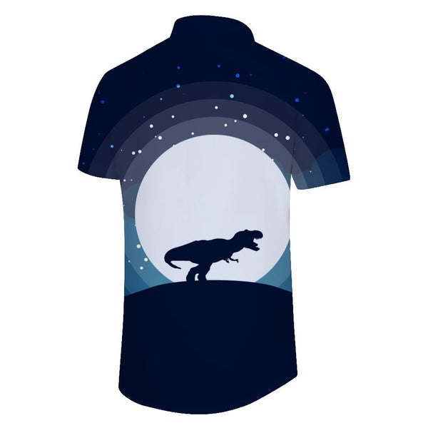 
Dinosaur Locke Shirt for Men on the Ancient Moon Cuban Collar Button Tropical Beach Shirt Fashion Short Sleeves Retro
                