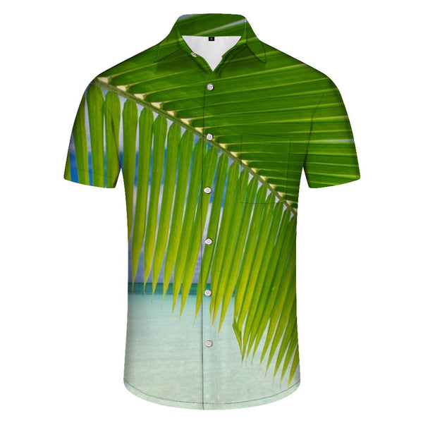 
Seaside Palm Leaves Mens Hawaiian Shirt Summer Beach Tropical Short Sleeve Button Shirt Green
                