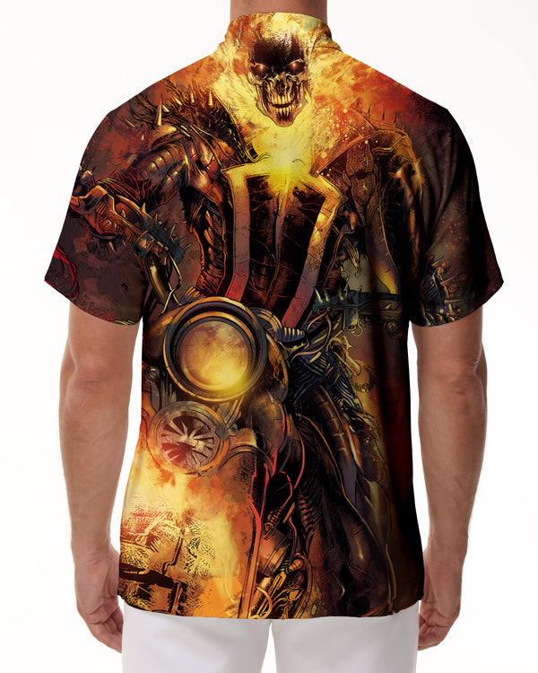 
Ghost Rider Cool Hip-Hop Rap 3D Digital Printing Shirt Men's Short Sleeve Lapel Button Hawaiian Short Sleeve Clothes
                