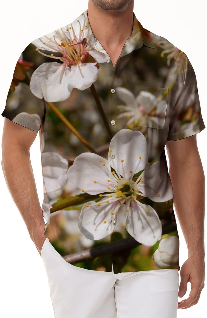 Men's Hawaiian Shirt Sakura Short Sleeve Button Summer Beach Shirt Daily Street Casual Loose Clothes