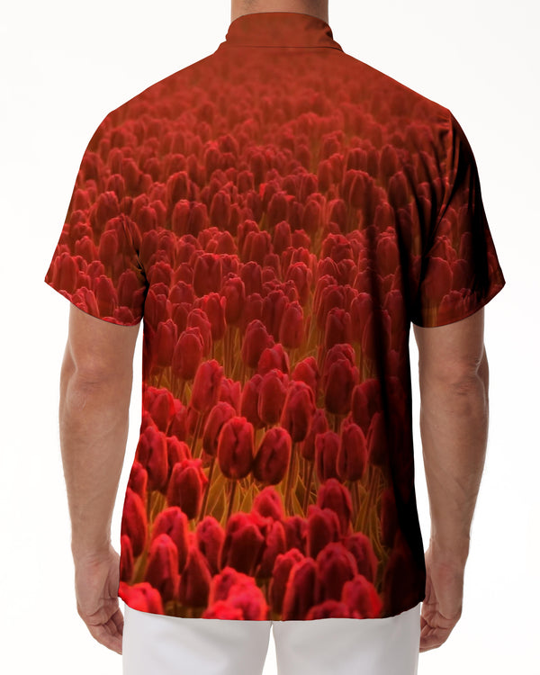 
Colorful tulip print men's Hawaiian shirt short sleeve summer beach short sleeve casual short sleeve
                