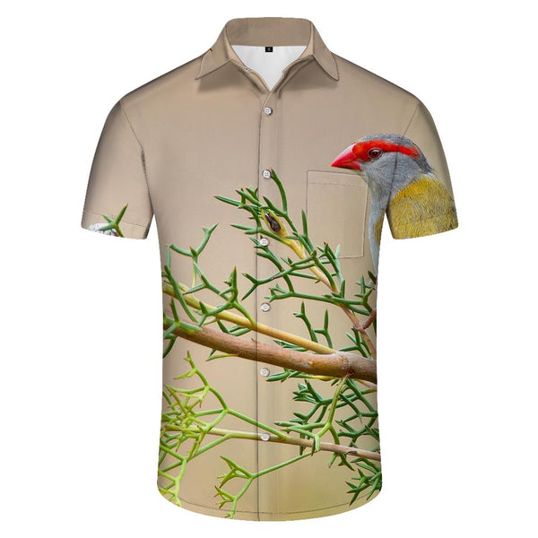 
Colorful birds on brown trees tropical rainforest animal pink 3D men's casual shirt summer beach print pattern Hawaiian seaside vacation tops
                