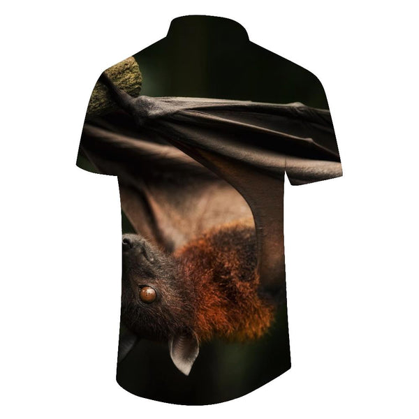 
Wild flying bat 3d digital printing Hawaiian tropical casual fashion men's trendy short-sleeved shirt comfortable and breathable
                