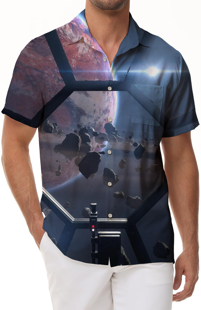 Space Planet Hawaiian Shirt - Trendy Tropical Summer Outfit - Men's Vintage Beachwear