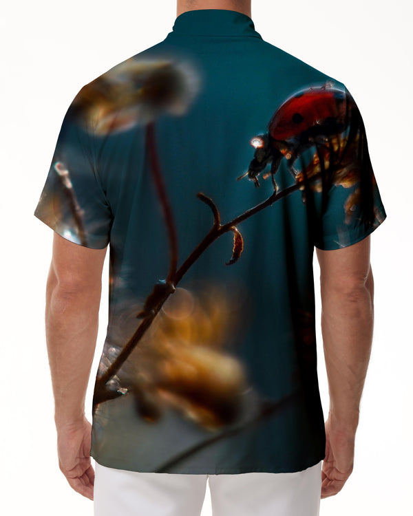 
Ladybug Footprint Print Men's Casual Button Shirt Short Sleeve Summer Beach Shirt Animal
                