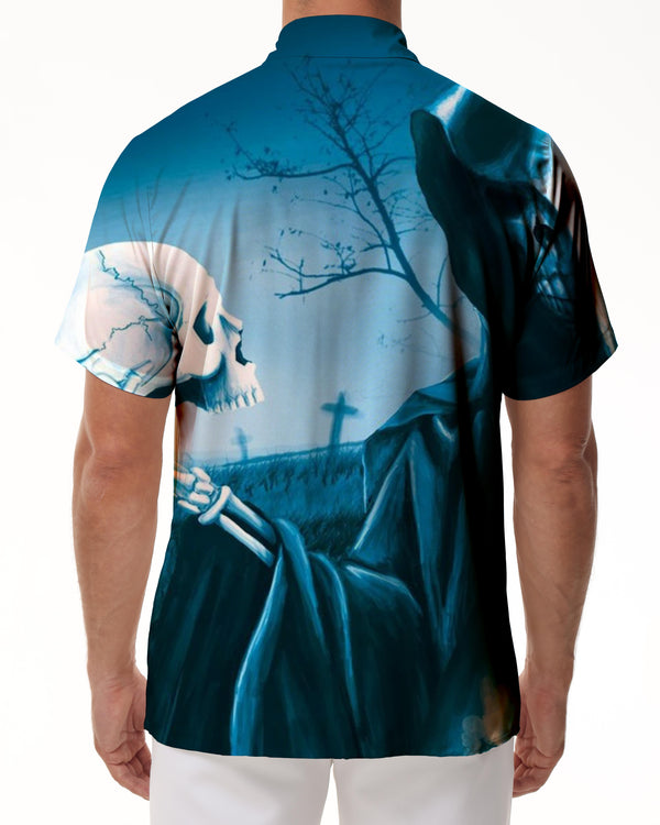 
3D digital printing devil pattern men's Hawaiian shirt short sleeve button casual shirt beach short sleeve top
                