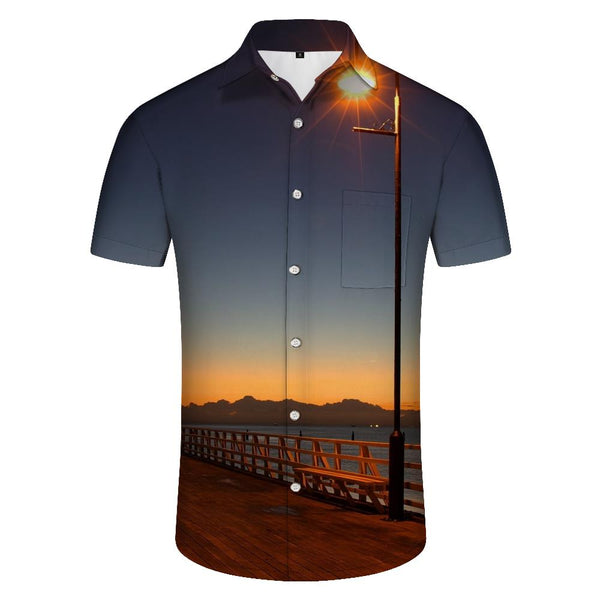 
Men's casual loose button-down lapel fun Hawaiian lapel short sleeves outdoor street simple style
                