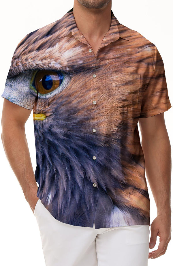 Hunting Fun Bald Eagle Print Hawaiian Shirt Men's Short Sleeve Fashion Button Men's Beach Shirt
