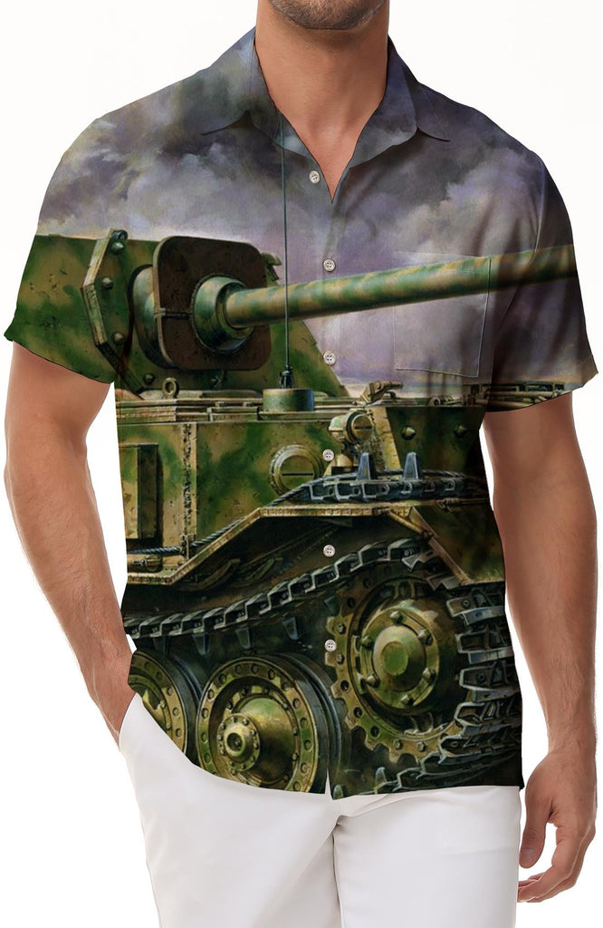 War shirts men's short-sleeved beach shirts button-down collar Hawaiian shirts lapel shirts summer short sleeves stylish personalized print tops