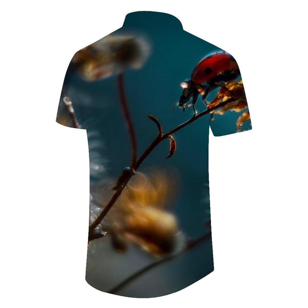 
Ladybug Footprint Print Men's Casual Button Shirt Short Sleeve Summer Beach Shirt Animal
                