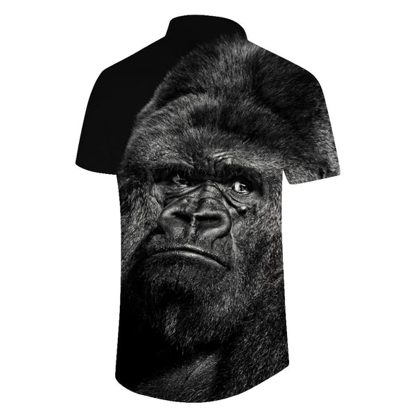 
Black and white cute gorilla fashion style men's casual loose daily travel short-sleeved shirt Hawaiian digital printing beach casual short-sleeved button shirt outdoor
                