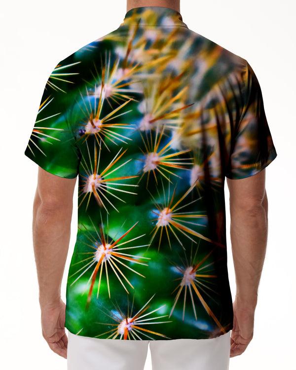 
Desert thorny green cactus hip-hop fun trend plant casual short-sleeved shirt men's vacation beach seaside button lapel pocket short-sleeved shirt Hawaii
                