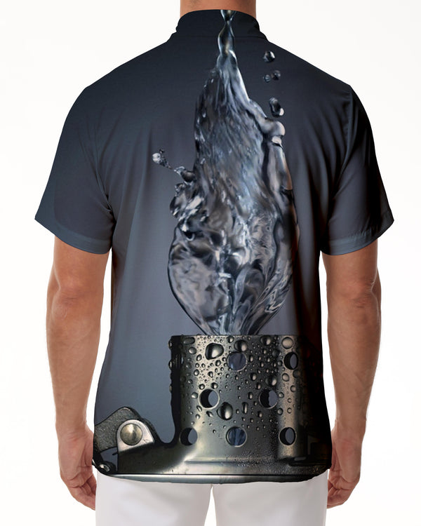 
Design Lighter Water Vapor Tropical Hawaiian Button Men's Pocket Lapel Short Sleeve Shirt Style
                