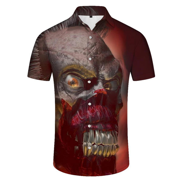 
Novelty 3D Printed Skull Men's Casual Loose Flame Skull Pattern Short Sleeve
                