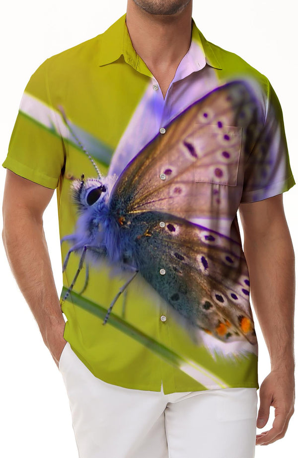 Season Vintage Animal Print Short Sleeve Shirt Men's Button Lapel Top Fashion Design Four Season Shirt