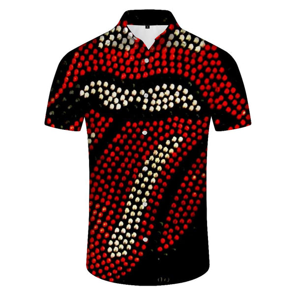 
Abstract personalized lips summer loose breathable short sleeves casual slim fashion tops printed retro short sleeves
                