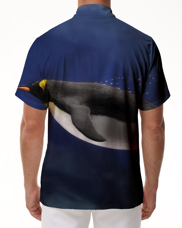 
Men's Hawaiian Shirt Cute Animal Penguin Beach Shirt Summer Button Shirt Short Sleeve Beach Navy Blue
                