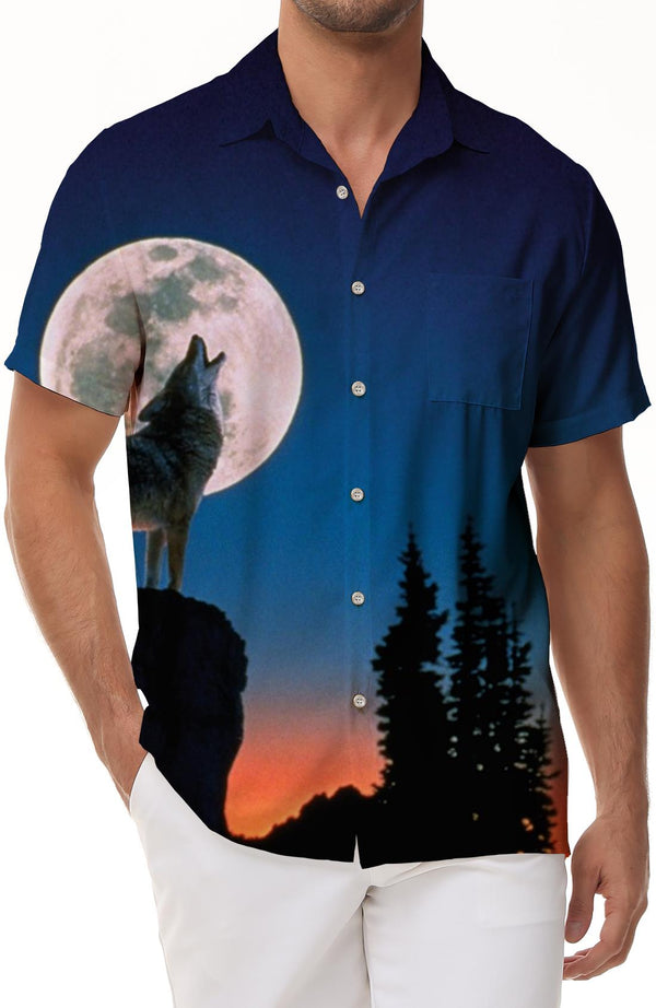 
Sly Wolf All Seasons 3D Printed Graphic Casual Hawaiian Button Lapel Men's Shirt Short Sleeve
                