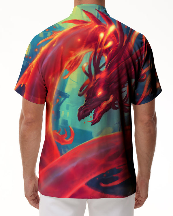 
Funny red dragon 3d print Hawaiian shirt men's short-sleeved casual street shirt loose shirt summer cool
                
