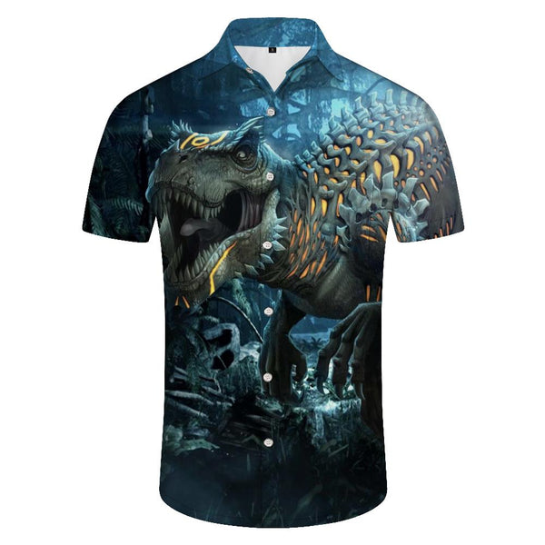 
Abstract Ferocious Dinosaur Extinct Animal Men's Casual Button Shirt Short Sleeve Top Summer Hawaiian Button Pocket Short Sleeve Shirt Lapel
                