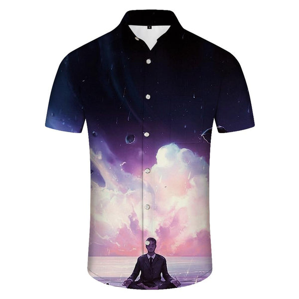 
Anime Clouds New Fashion Trend Cool High Retro Collar Hawaiian Casual Shirt Short Sleeve
                