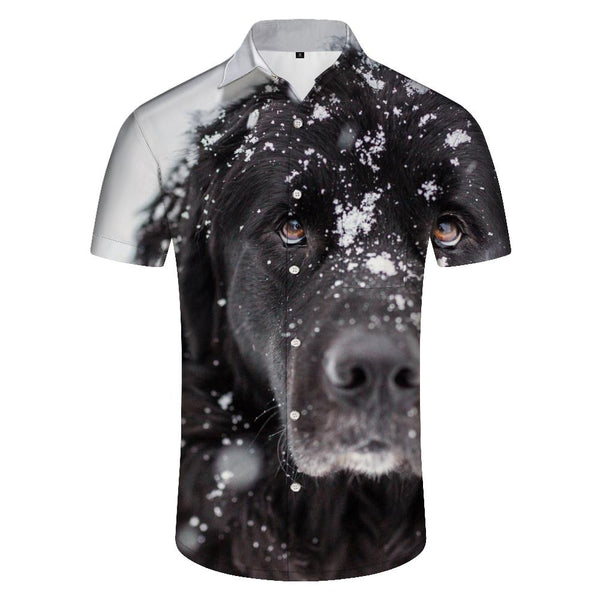 
Black Labrador Retriever American Flag Men's Shirt Short Sleeve Sports Casual Hawaiian Short Sleeve Shirt Tops
                