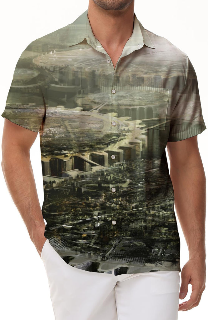 Personalized men's casual short-sleeved shirt for daily travel, beach vacation, Hawaiian shirt, simple