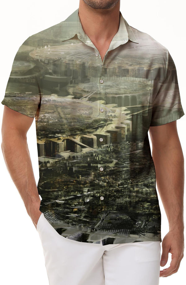 
Personalized men's casual short-sleeved shirt for daily travel, beach vacation, Hawaiian shirt, simple
                