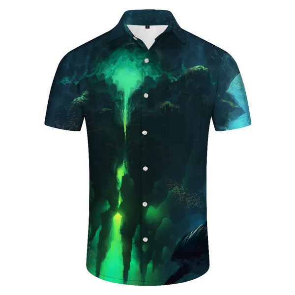 
Green Stone Wall Fashion Vintage Digital Print Hawaiian Shirt Men's Casual Button Short Sleeve Shirt Adult Outdoor Beach Tops
                