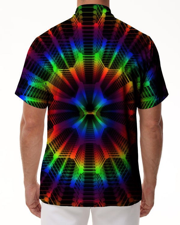 
Colorful geometric pattern men's short sleeve shirt fashion design summer energetic casual tops
                