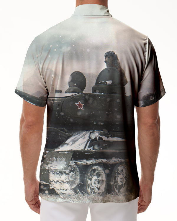 
Bear Fishing Blizzard Russian Giant Panda Men's Casual Short Sleeve Shirt Button Shirt Hawaiian Shirt Fashionable
                
