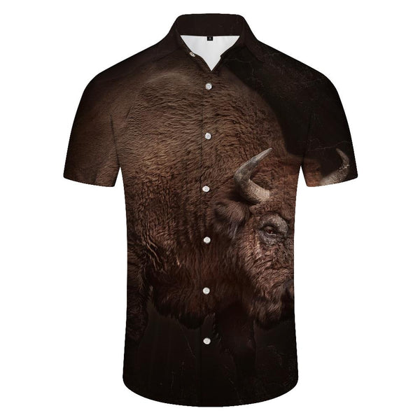 
Tibetan Plateau Yak Hip-Hop Cool Short-Sleeved Shirt Men's Vacation Beach Seaside Short-Sleeved Shirt Tropical Hawaiian Button Pocket Lapel Short-Sleeved Shirt Top
                