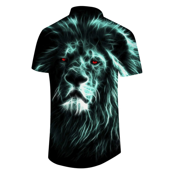 
Cool Color Pupil African Lion Men's Lapel Hawaiian Loose Casual Button-Up Short Sleeve Shirt Tops
                