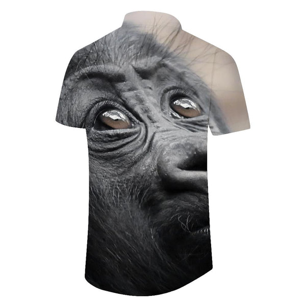 
King of the Forest Hawaiian Lapel Button Animal Orangutan Tropical Men's Beach Short Sleeve Shirt Polyester Men Travel Pocket Ocean
                