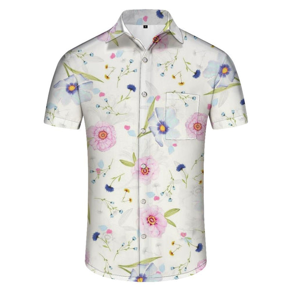 
Romantic Floral Men's Printed Short Sleeve Shirt Casual Button-Down Shirt with Pockets Hawaiian Button Lapel Short Sleeve
                