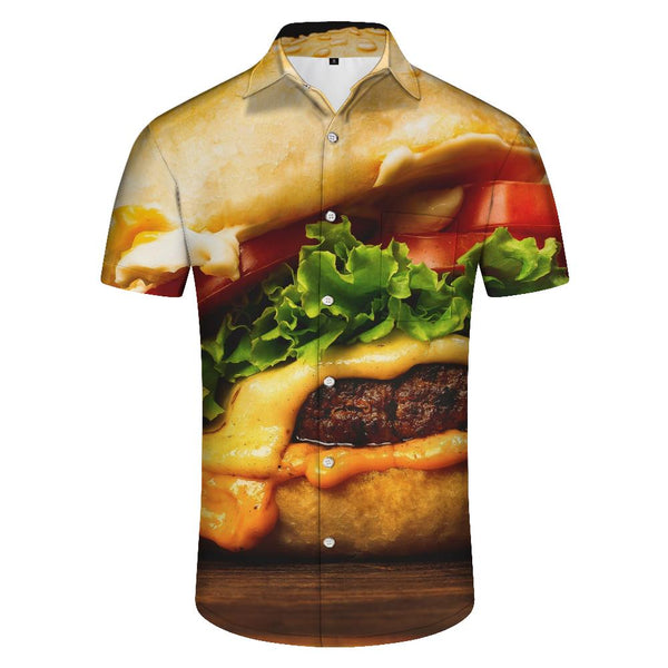 
Delicious Thousand Layer Burger Men's Fun Printed Short Sleeve Shirt 3D Digital Print Pattern Hawaiian Tropical Beach Shirt Seaside Short Sleeve Summer
                