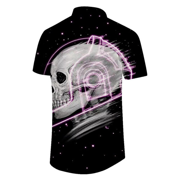 
Black Cool White Skull Mens Button Down Shirt With Pattern Casual Beach Shirt Hawaiian
                