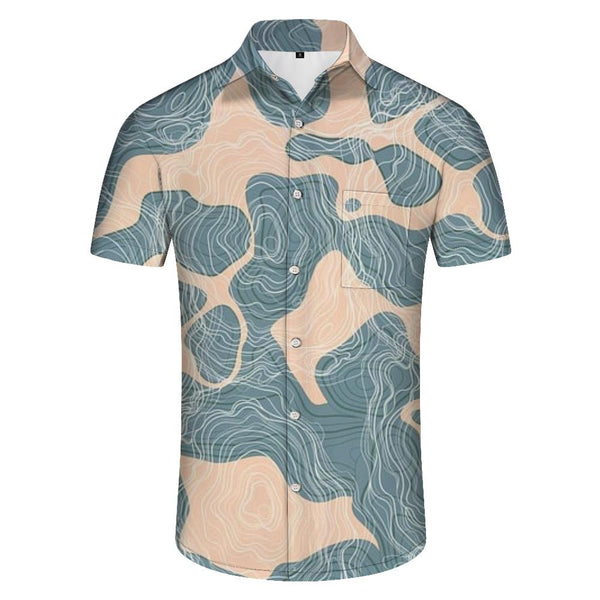 
Abstract Hawaiian style button down regular fit lapel shirt men's stylish casual tops
                