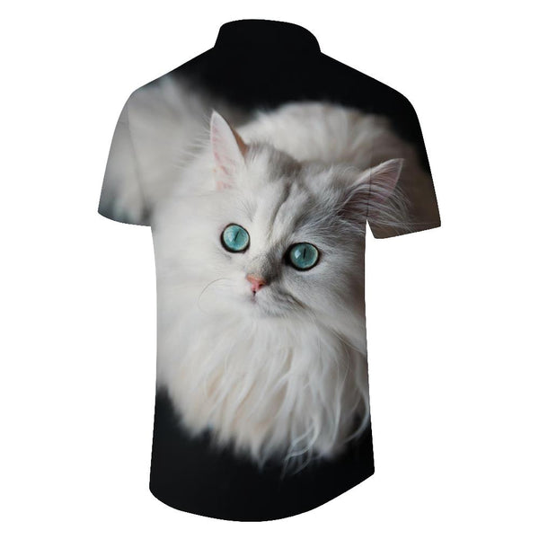 
Elegant White Cat Hawaiian Shirt Cat Flower Short Sleeve Shirt Summer Casual Beach Shirt Button-down Tropical Floral Shirt White
                