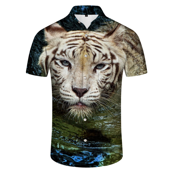 
Tiger cub shirt personalized men's daily casual short-sleeved shirt Hawaiian tropical beach vacation coast top
                