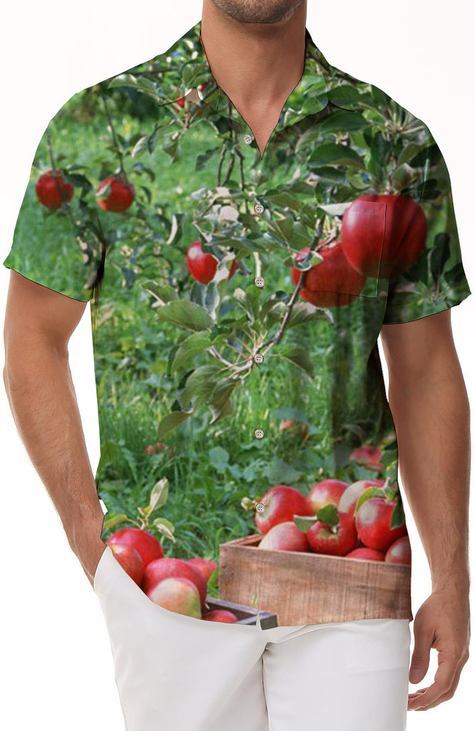 3D printing water casual loose men's casual loose personality short-sleeved casual shirt button-down lapel fashion style short-sleeved shirt