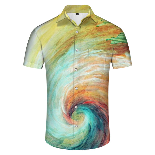 
Colorful Cartoon Abstract 3D Printed Pattern Hawaiian Lapel Button Men's Casual Beach Shirt Short Sleeve
                