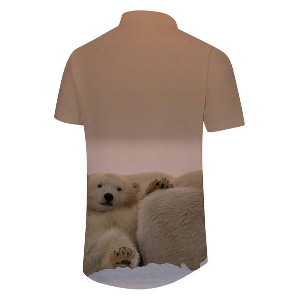 
Bear and Mama Hawaiian Shirt Bear Lovers Mens Hawaiian Button Short Sleeve Style
                