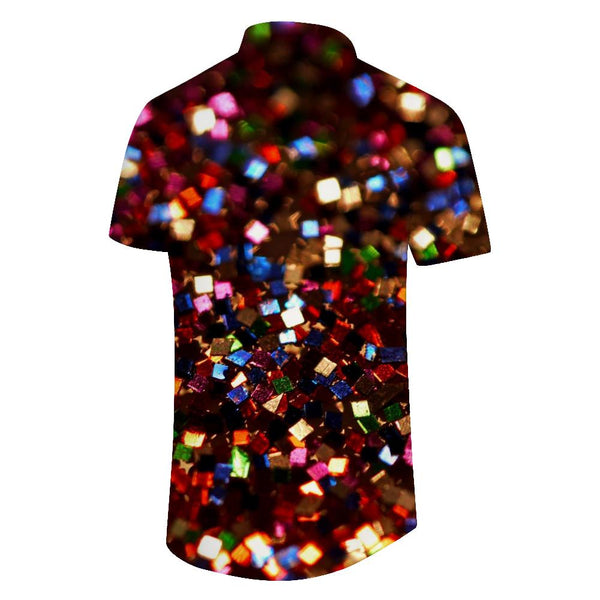 
Men's short sleeve casual lapel button print pockets colorful abstract personalized cool Hawaiian beach wear
                